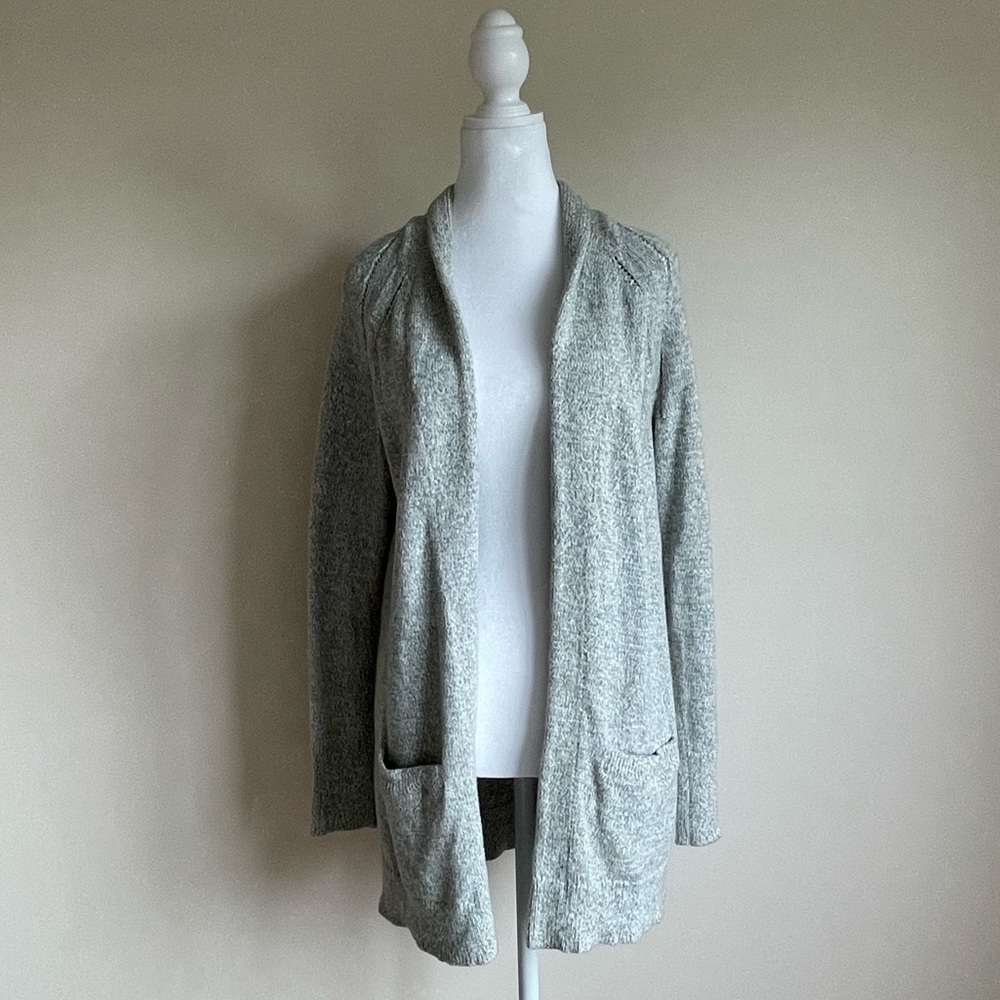 Gap Womens Long Open-Front Cardigan Grey White XS / S